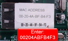 Sample iREMOTE-MOD MAC Address Label